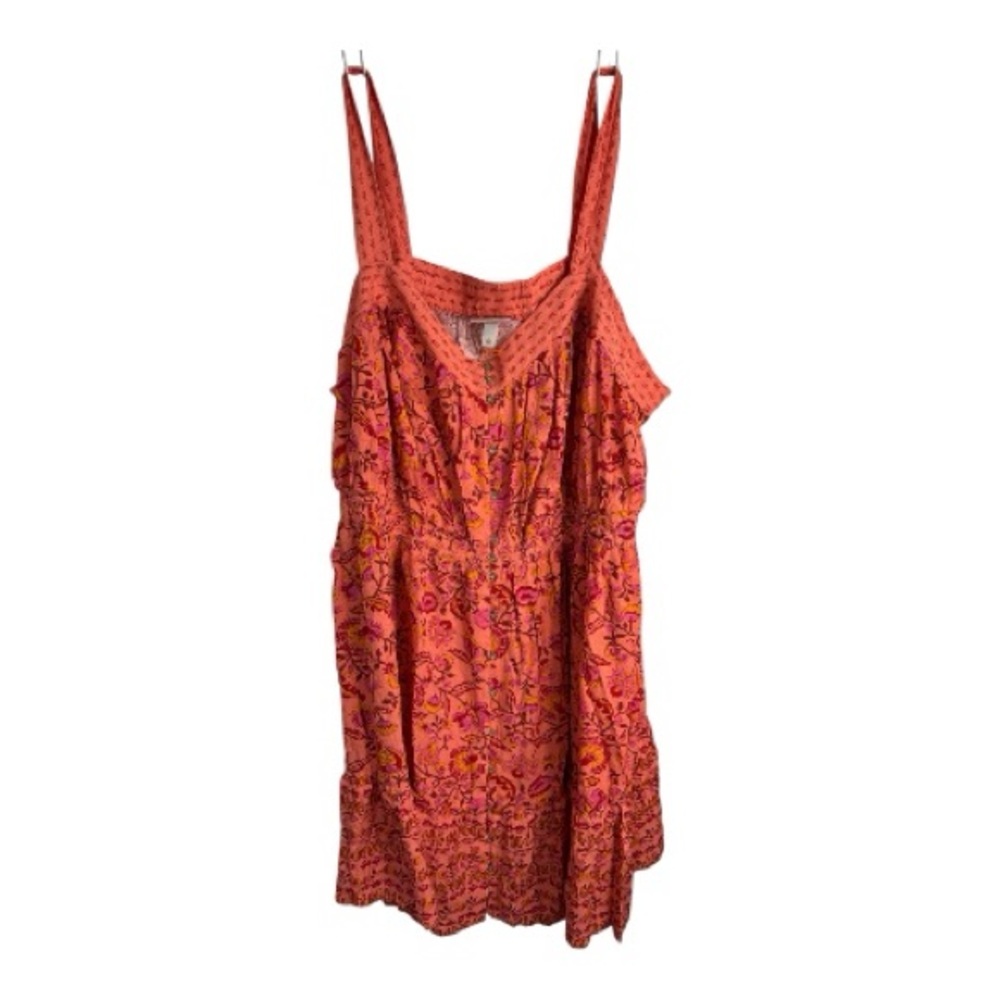 Knox Rose Women’s Pink and Orange Button Down Floral Dress Size 4X NWT